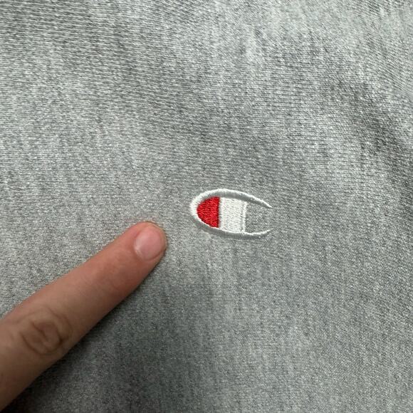 Champion Brand Reverse Weave Gray Essential Hoodie Sweater - Picture 5 of 7